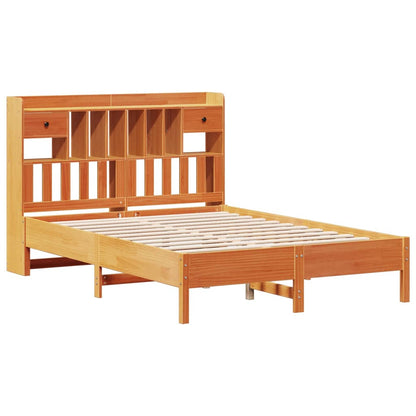 Bookcase Bed without Mattress Wax Brown 140x190 cm Solid Wood Pine