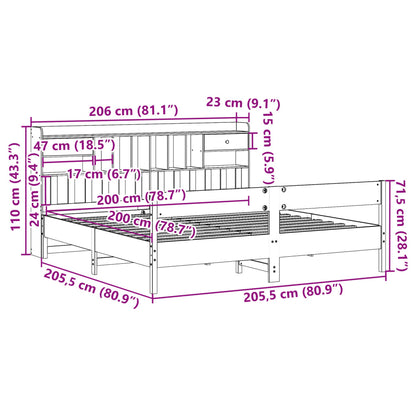 Bookcase Bed without Mattress Wax Brown 200x200cm Solid Wood Pine