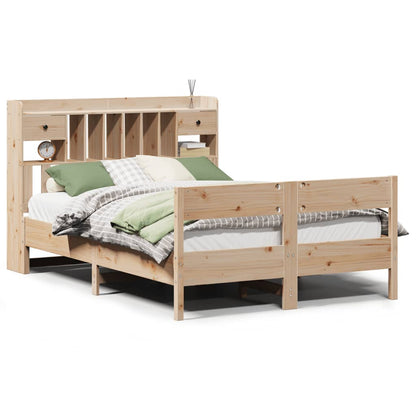 Bookcase Bed without Mattress 135x190cm Double Solid Wood Pine