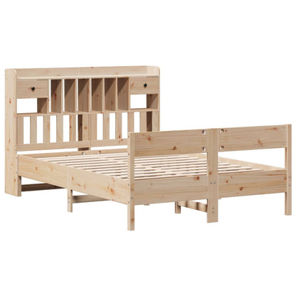 Bookcase Bed without Mattress 135x190cm Double Solid Wood Pine