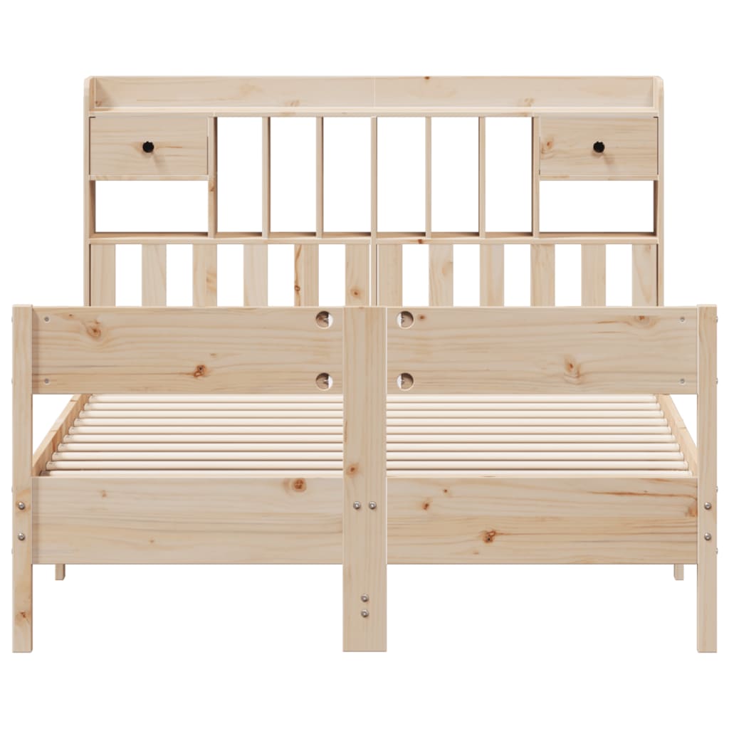 Bookcase Bed without Mattress 135x190cm Double Solid Wood Pine
