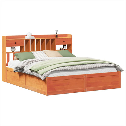 Bed Frame without Mattress Wax Brown 200x200 cm Solid Wood Pine