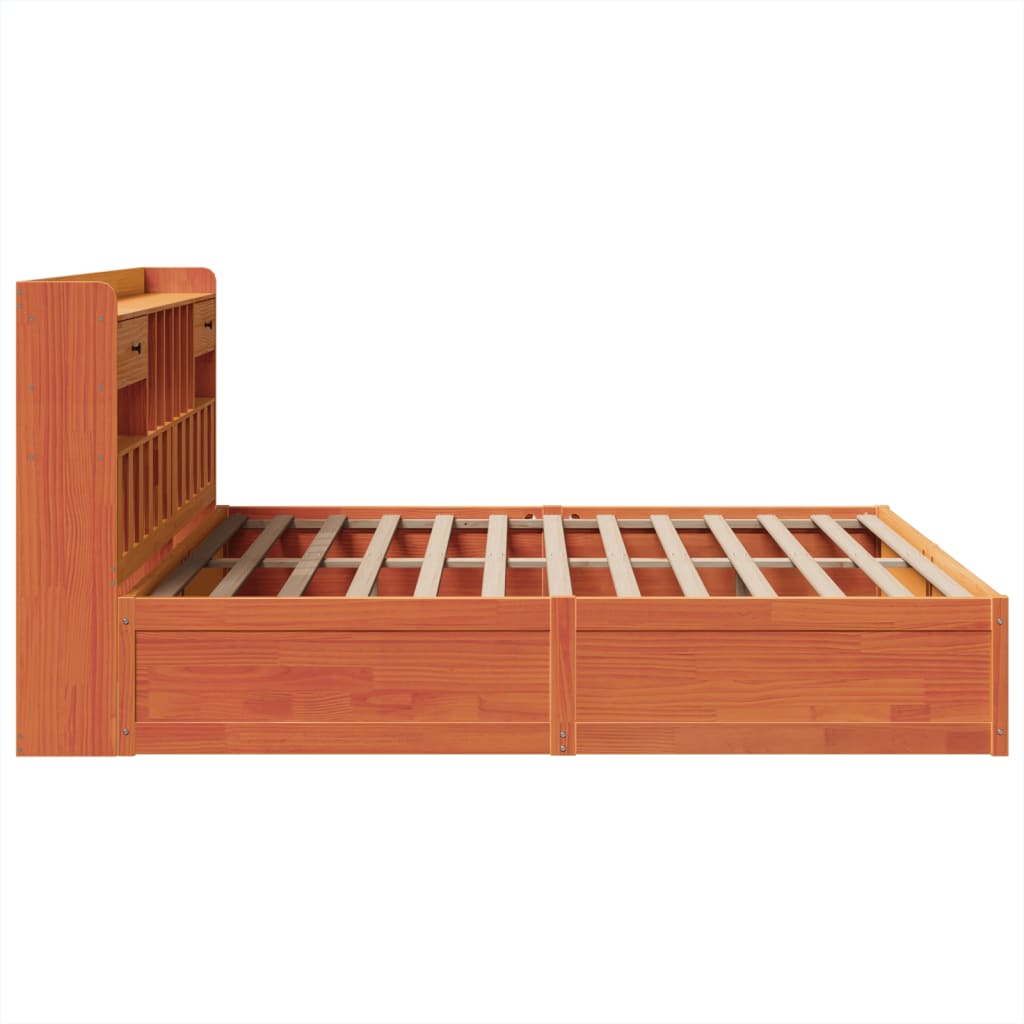 Bed Frame without Mattress Wax Brown 200x200 cm Solid Wood Pine