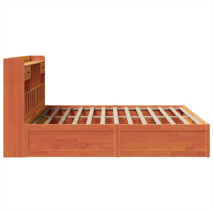 Bed Frame without Mattress Wax Brown 200x200 cm Solid Wood Pine