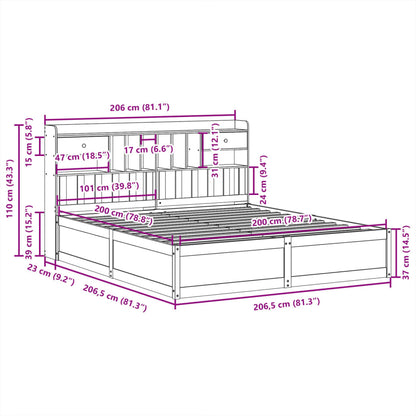 Bed Frame without Mattress Wax Brown 200x200 cm Solid Wood Pine
