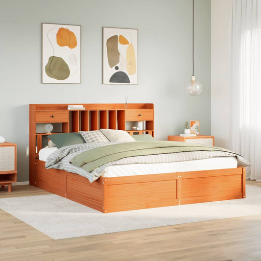 Bed Frame without Mattress Wax Brown 200x200 cm Solid Wood Pine