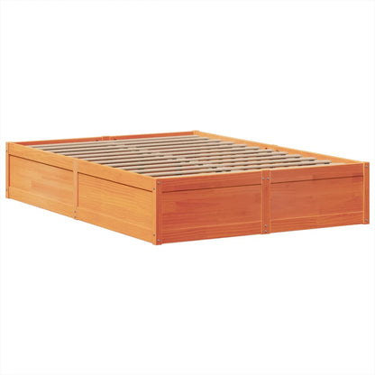 Bed Frame without Mattress Wax Brown 160x200 cm Solid Wood Pine
