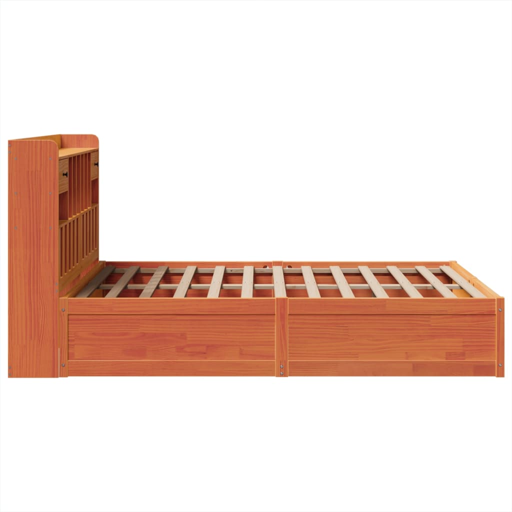 Bed Frame without Mattress Wax Brown 160x200 cm Solid Wood Pine