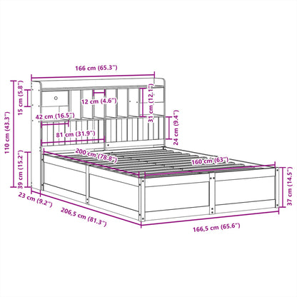 Bed Frame without Mattress Wax Brown 160x200 cm Solid Wood Pine