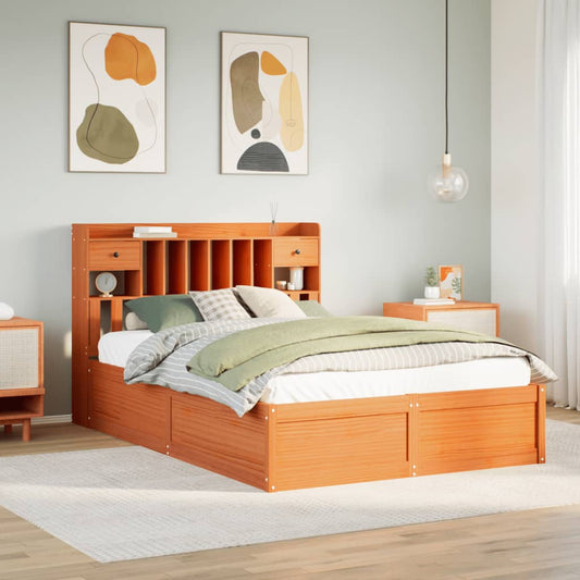 Bed Frame without Mattress Wax Brown 160x200 cm Solid Wood Pine