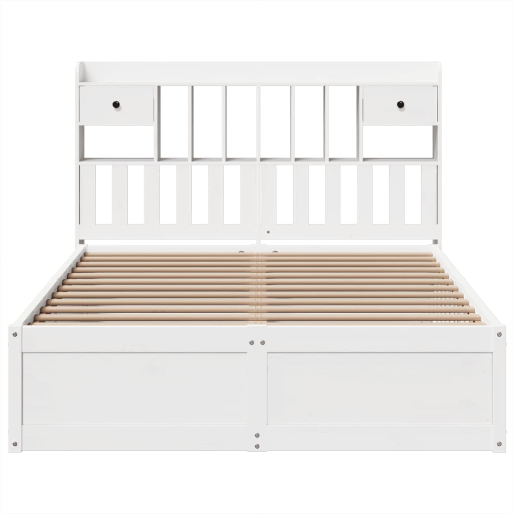 Bed Frame without Mattress White 140x190 cm Solid Wood Pine