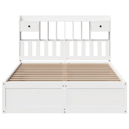 Bed Frame without Mattress White 140x190 cm Solid Wood Pine