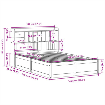 Bed Frame without Mattress White 140x190 cm Solid Wood Pine