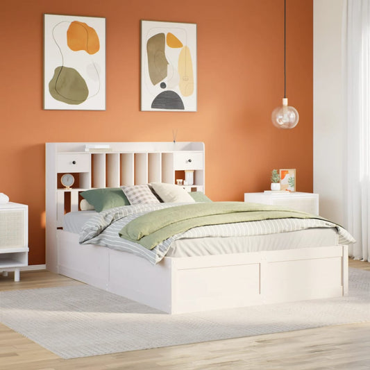 Bed Frame without Mattress White 140x190 cm Solid Wood Pine
