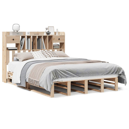 Bookcase Bed without Mattress 140x200 cm Solid Wood Pine