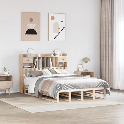 Bookcase Bed without Mattress 140x200 cm Solid Wood Pine