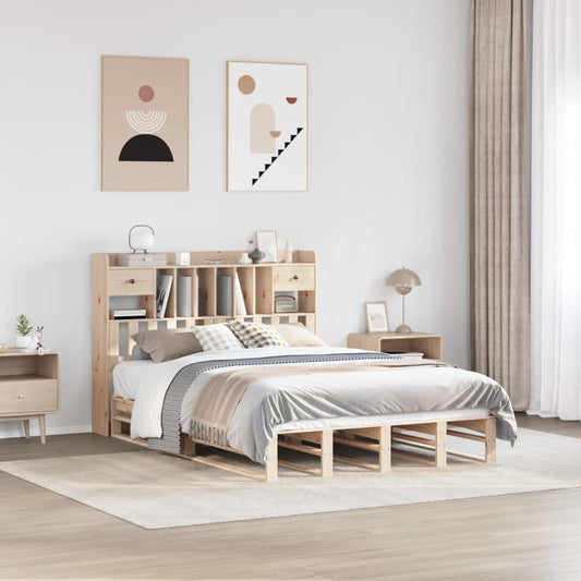Bookcase Bed without Mattress 140x200 cm Solid Wood Pine