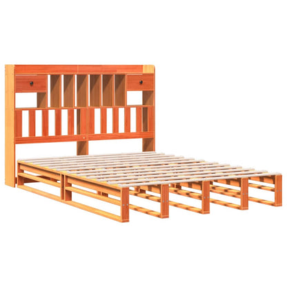 Bookcase Bed without Mattress Wax Brown 140x200 cm Solid Wood Pine