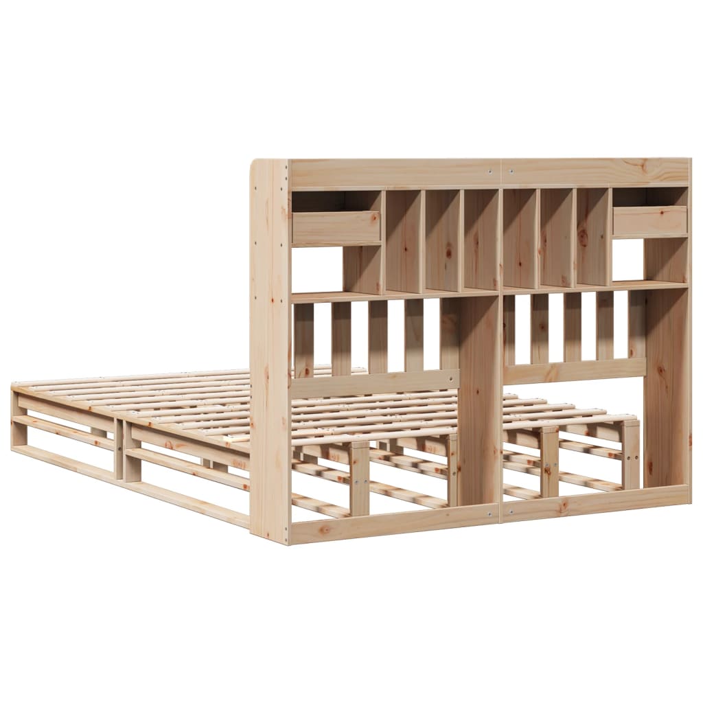 Bookcase Bed without Mattress 160x200 cm Solid Wood Pine