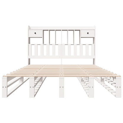 Bookcase Bed without Mattress White 160x200 cm Solid Wood Pine