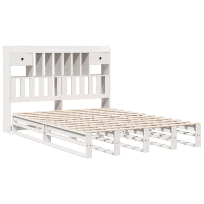 Bookcase Bed without Mattress White 140x190 cm Solid Wood Pine
