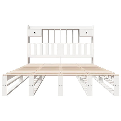 Bookcase Bed without Mattress White 140x190 cm Solid Wood Pine