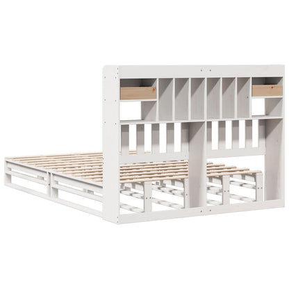 Bookcase Bed without Mattress White 140x190 cm Solid Wood Pine