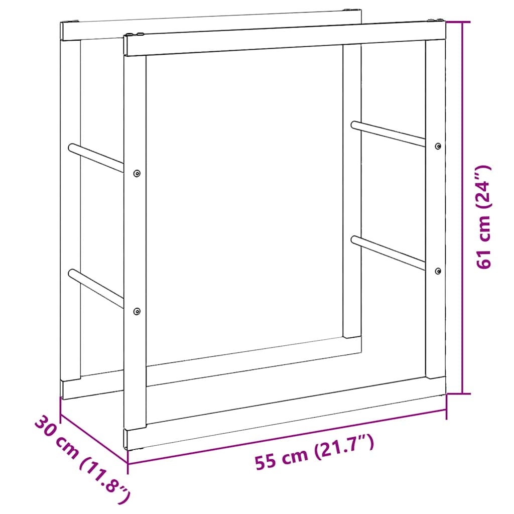 Firewood Rack Black 55x30x61 cm Steel