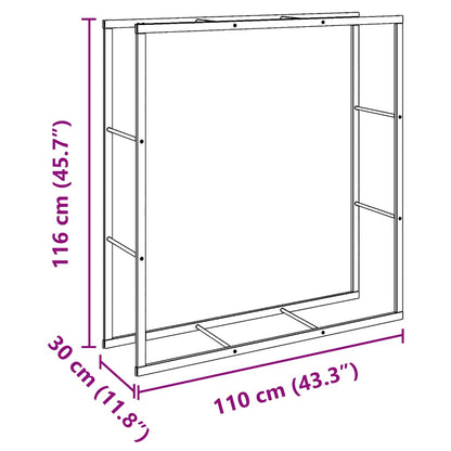 Firewood Rack Black 110x30x116 cm Steel