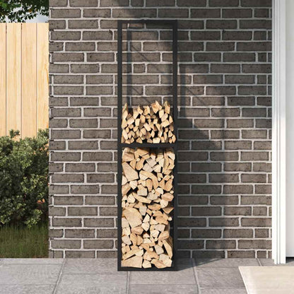 Firewood Rack Black 50x30x209 cm Steel