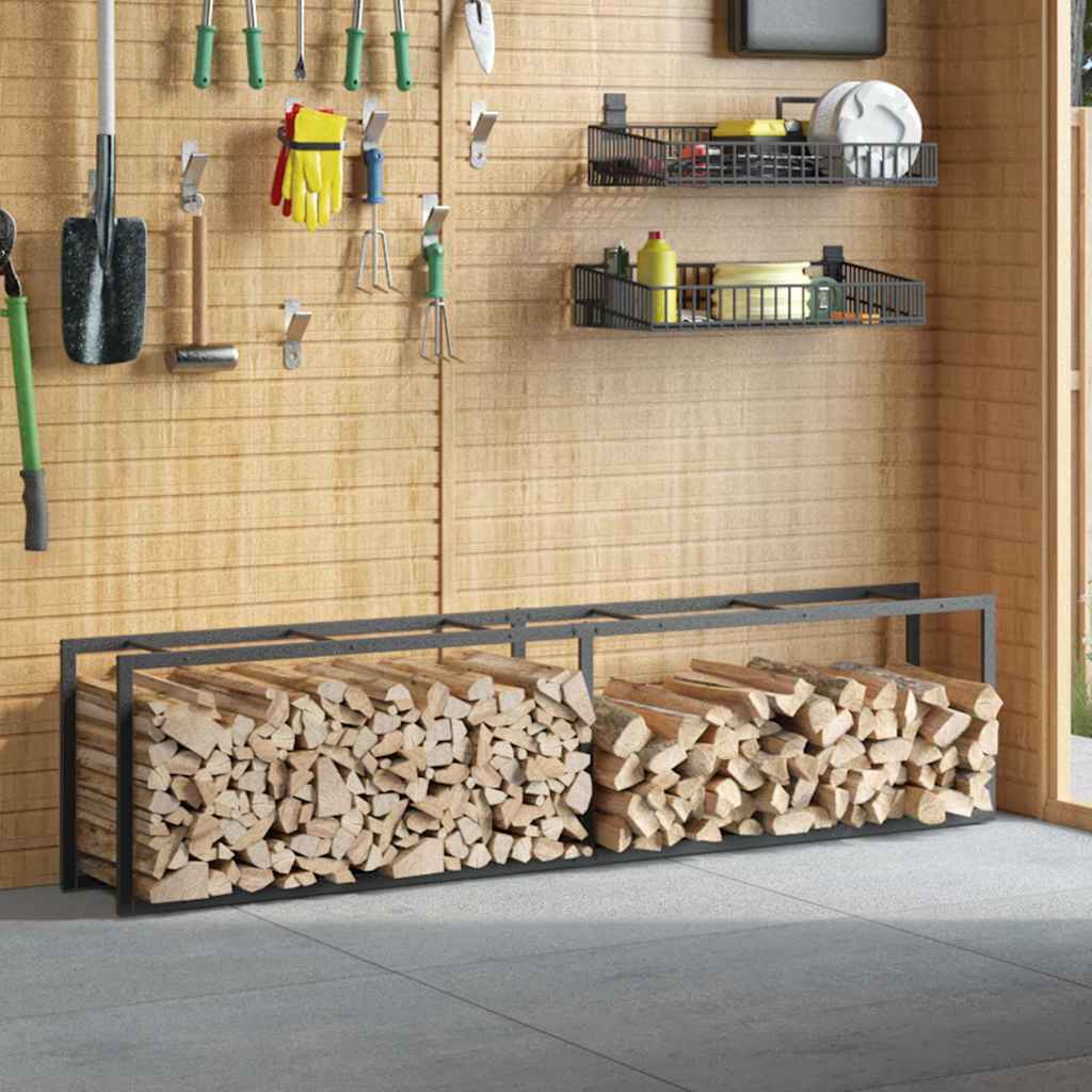 Firewood Rack Black 50x30x209 cm Steel