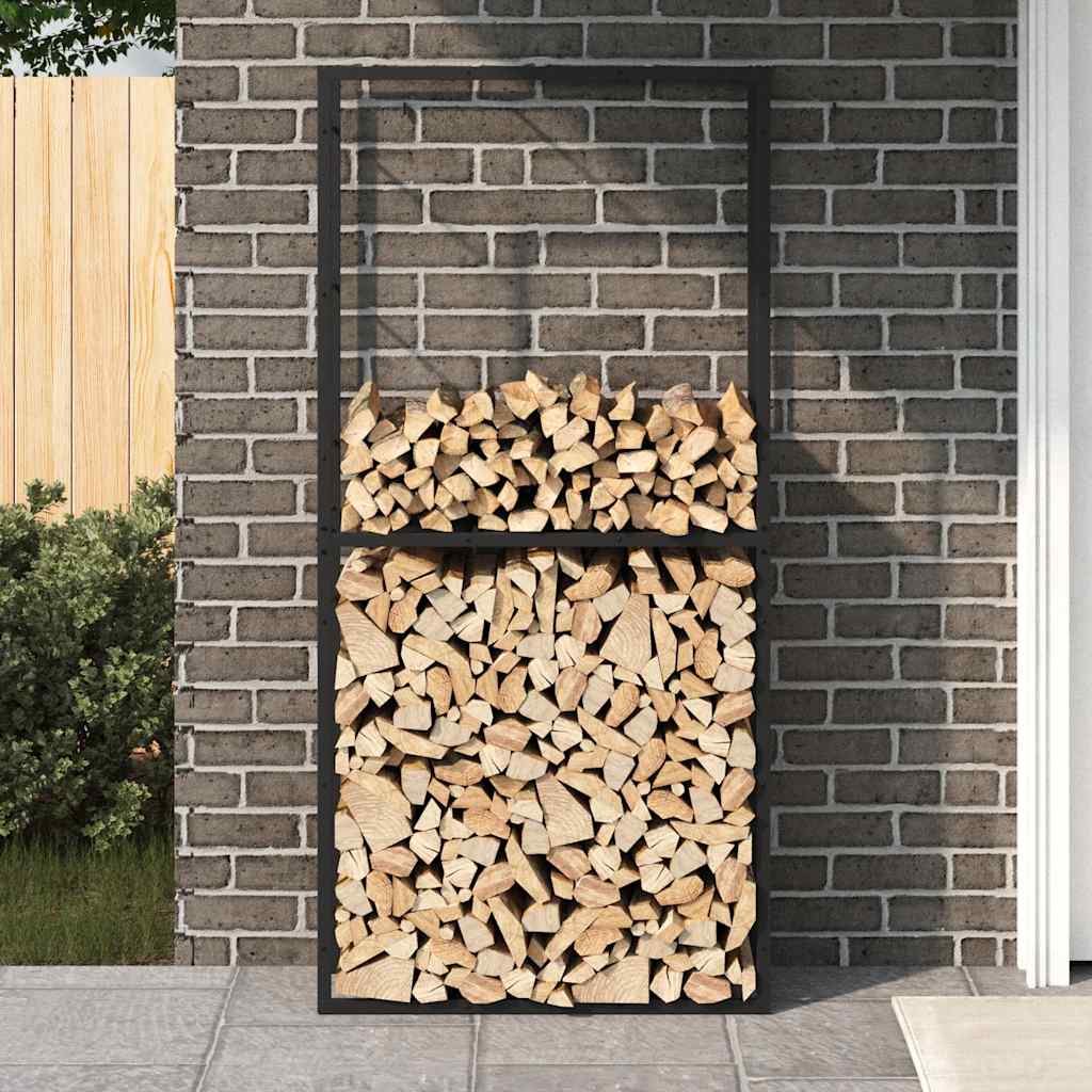 Firewood Rack Black 100x30x209 cm Steel