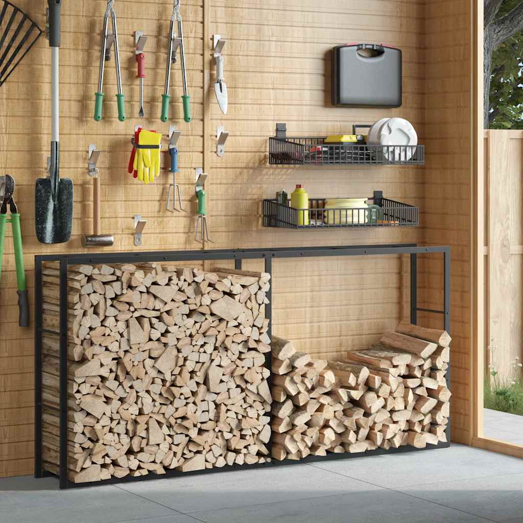 Firewood Rack Black 100x30x209 cm Steel