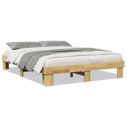 Bed Frame without Mattress 135x190 cm Double Solid Wood Oak