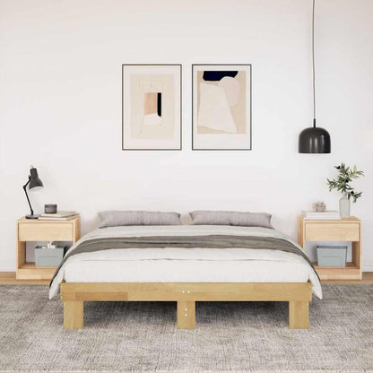 Bed Frame without Mattress 135x190 cm Double Solid Wood Oak