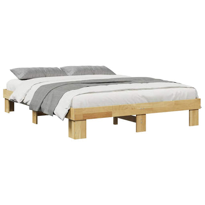 Bed Frame without Mattress 135x190 cm Double Solid Wood Oak