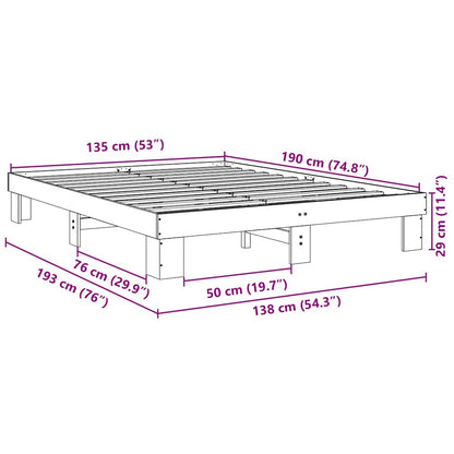 Bed Frame without Mattress 135x190 cm Double Solid Wood Oak