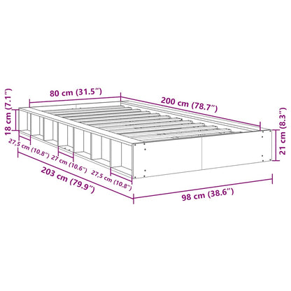 Bed Frame without Mattress 80x200 cm Solid Wood Oak
