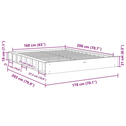 Bed Frame without Mattress 160x200 cm Solid Wood Oak