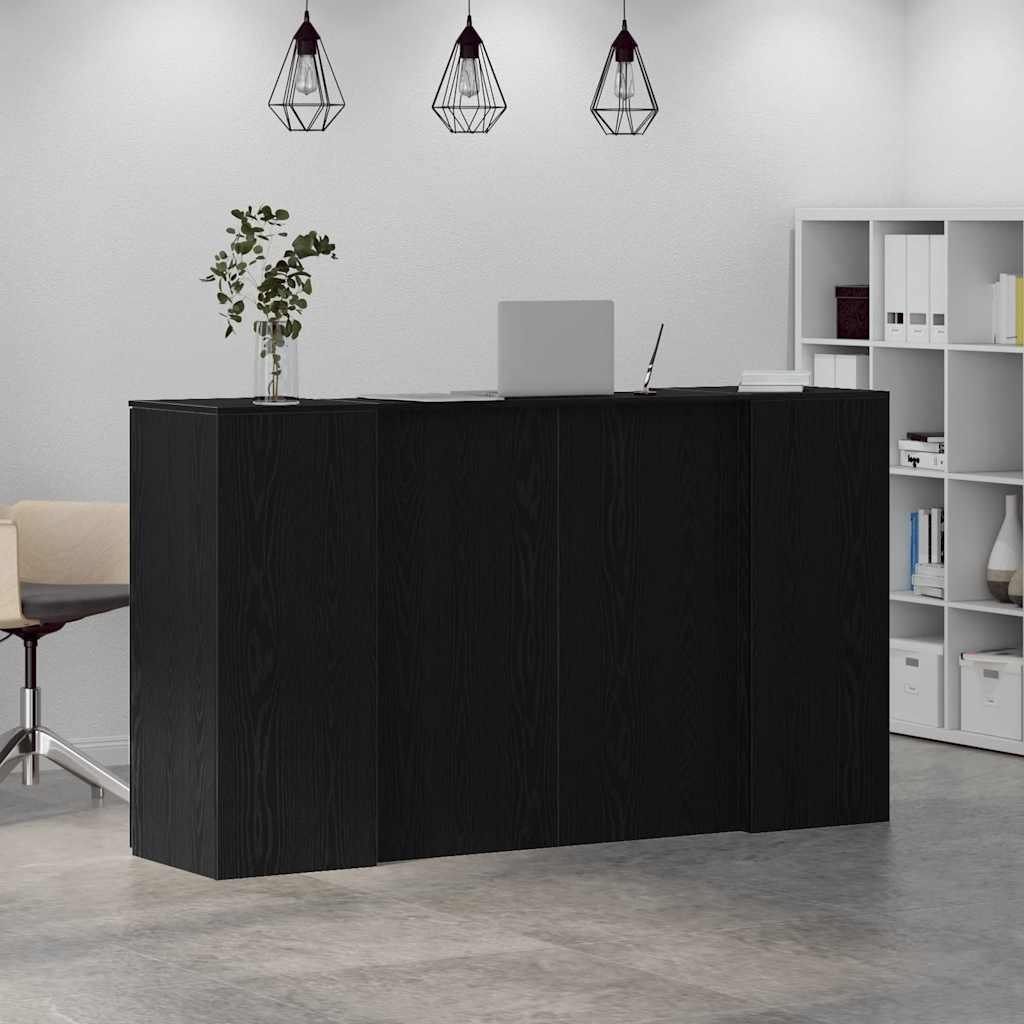 Reception Desk Black Oak 180x50x103.5 cm Engineered Wood