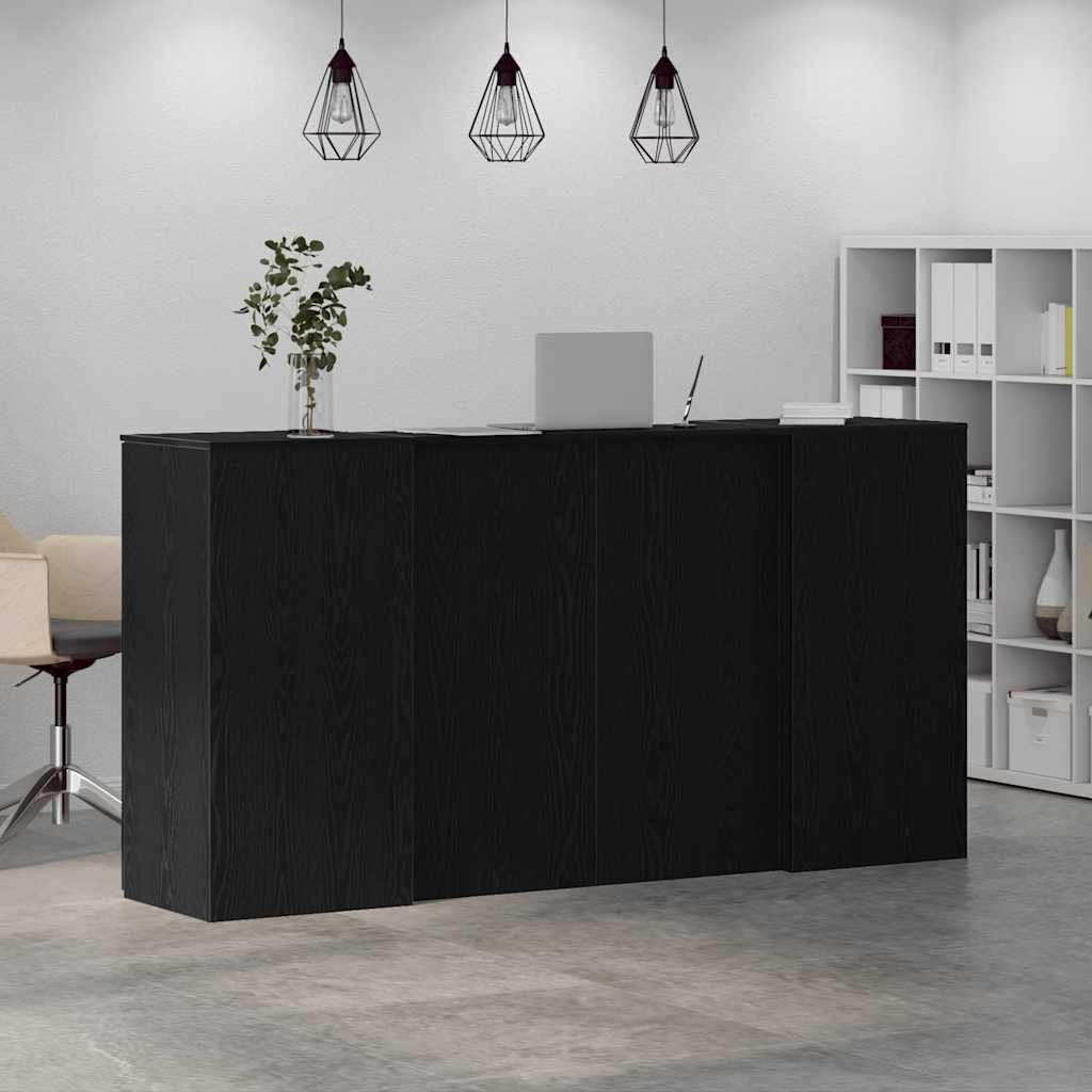 Reception Desk Black Oak 200x50x103.5 cm Engineered Wood