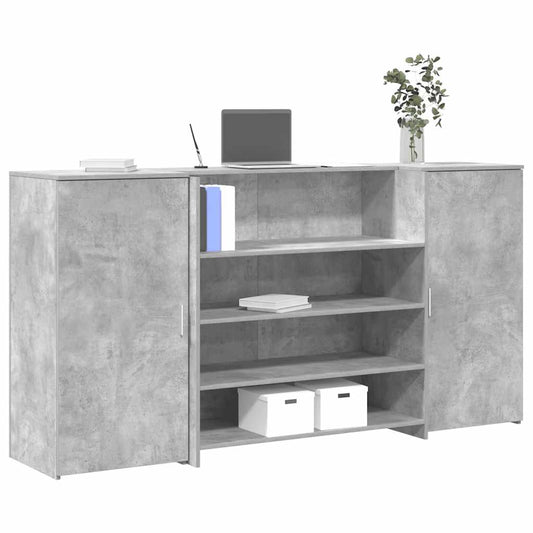 Reception Desk Concrete Grey 200x50x103.5 cm Engineered Wood