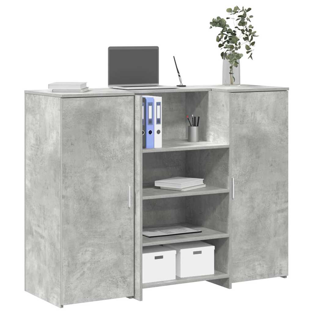 Reception Desk Concrete Grey 135x50x103.5 cm Engineered Wood