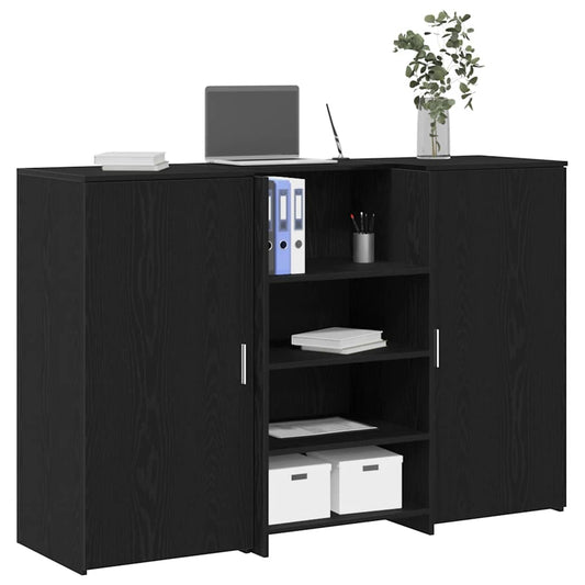 Reception Desk Black Oak 155x50x103.5 cm Engineered Wood