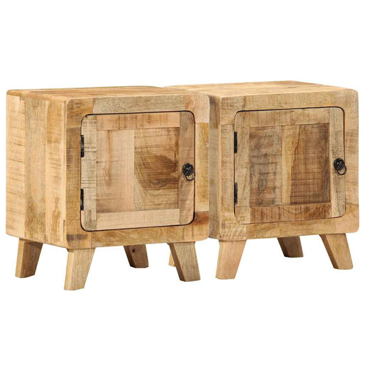 Bedside Cabinet 2 pcs 40x32x46 cm Solid Wood Rough Mango