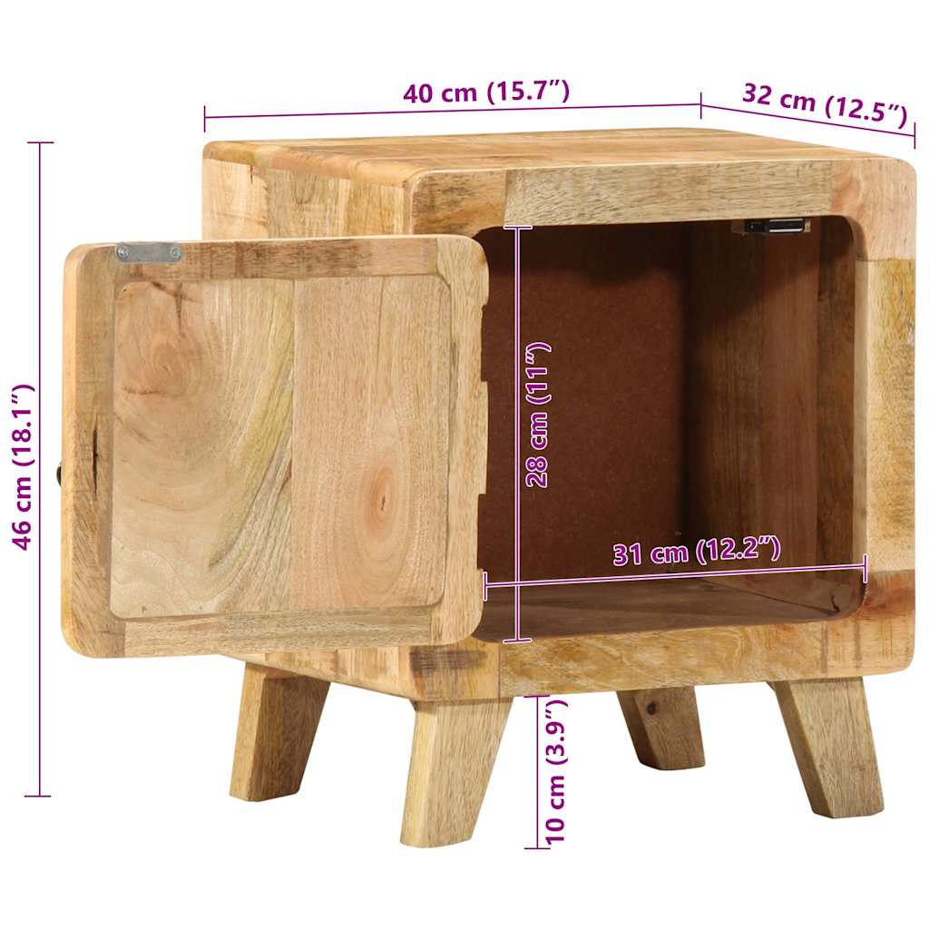 Bedside Cabinet 2 pcs 40x32x46 cm Solid Wood Rough Mango