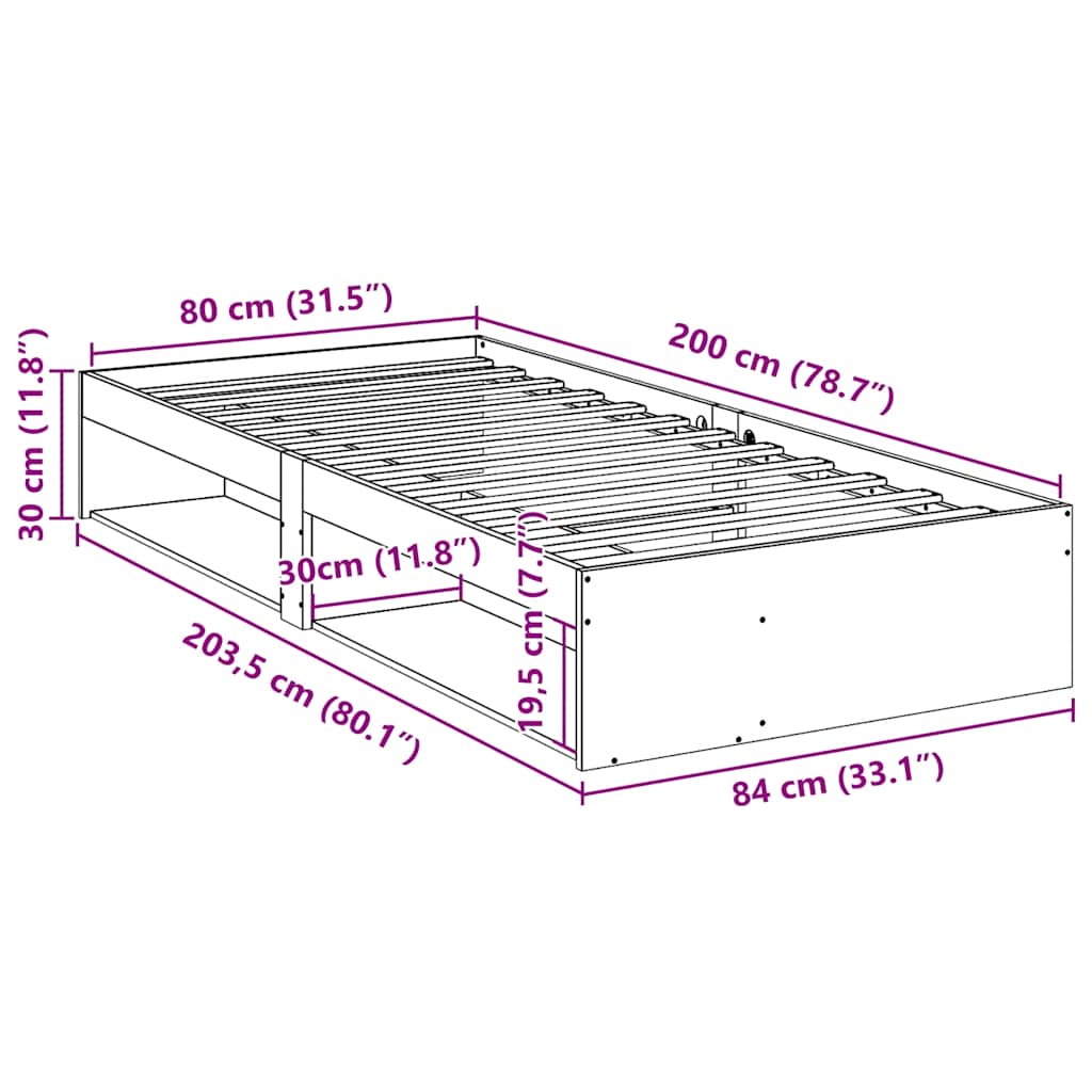 Day Bed without Mattress Wax Brown 80x200 cm Solid Wood Pine