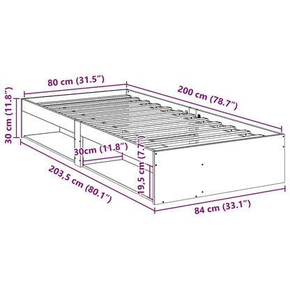 Day Bed without Mattress Wax Brown 80x200 cm Solid Wood Pine