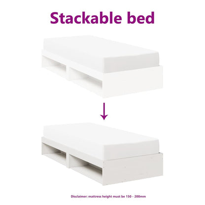 Day Bed without Mattress White 75x190 cm Solid Wood Pine