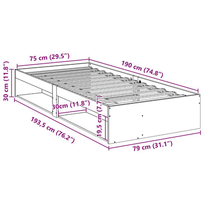 Day Bed without Mattress White 75x190 cm Solid Wood Pine